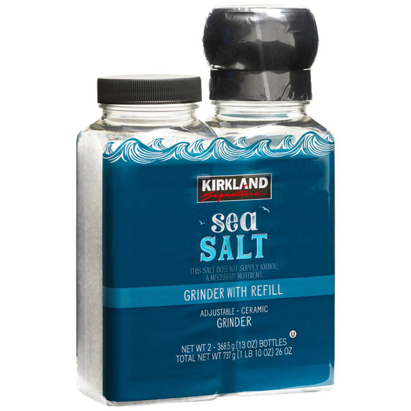 Kirkland Signature Mediterranean Sea Salt Spice Adjustable Grinder + Refill 737g