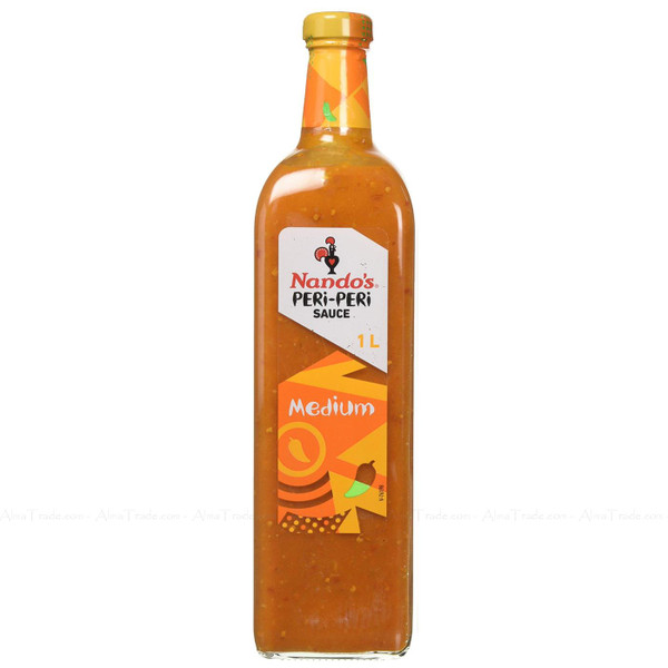 Nando's Medium Peri-Peri Sauce Flavour Dip Salad Meat Chicken Bottle Pack 1Litre