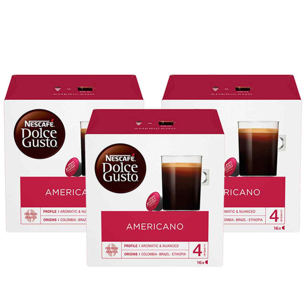Nescafe Dolce Gusto Americano Coffee Smooth Drink Cup 48 Capsules Pack 3x16 Pods