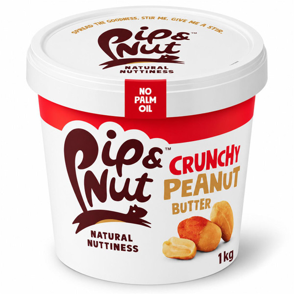 Pip & Nut Crunchy Peanut Butter Natural Nuttiness Creamy Spread Vegan Big Tub1kg