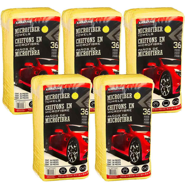 Kirkland Microfibre Ultra Plush Eurow Microfiber Car Cloth Pack of 5 x 36 Towels