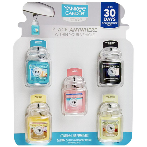 Yankee Candle Car Jar Ultimate Air Freshener Variety Odour Fresh Scent Pack 5Pcs