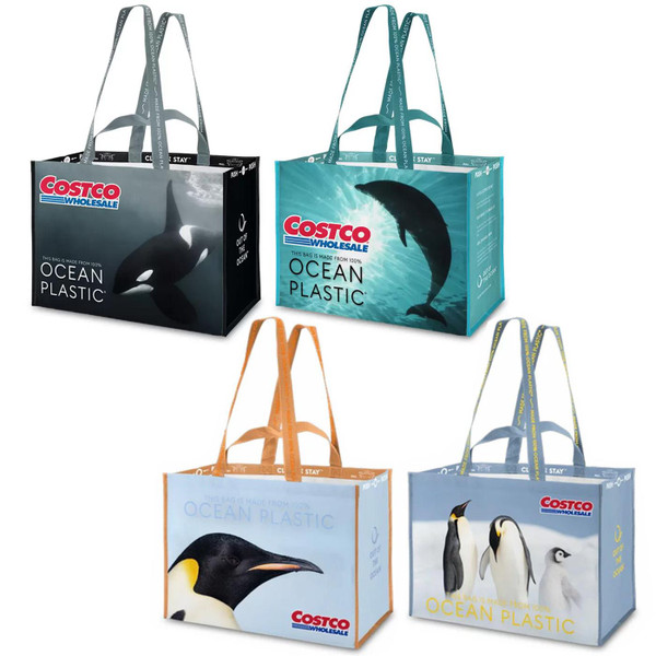 Costco Ocean Plastic Reusable Shopping 57.7L Bags with Shoulder Straps Pack 2Pcs