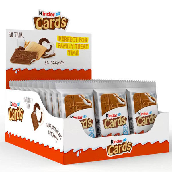 Ferrero Kinder Cards Wafer Biscuit Milk Chocolate Creamy Filling Pack 30 x 25.6g