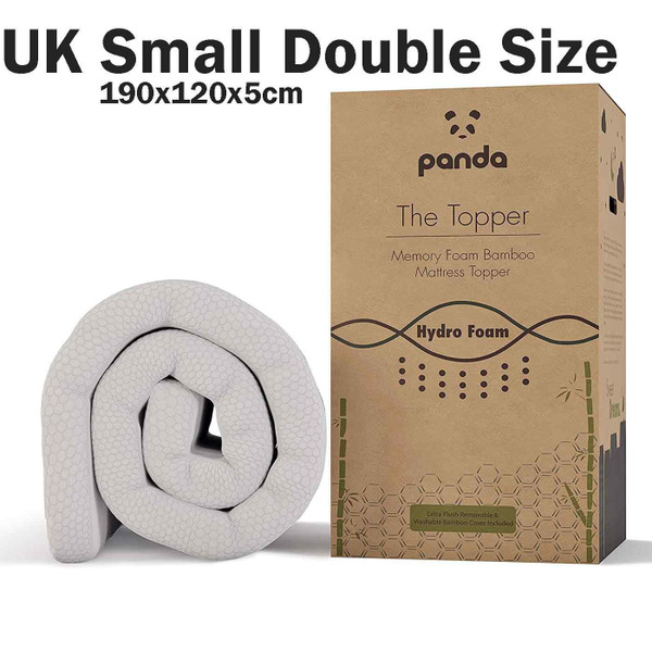 Panda Memory Foam Bamboo Mattress Topper Hydro UK Small Double Bed Size190x120cm