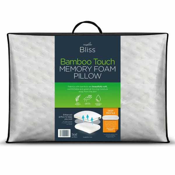 Snuggledown Bliss Bamboo Touch Memory Foam Pillow Hypoallergenic Cover Cushion