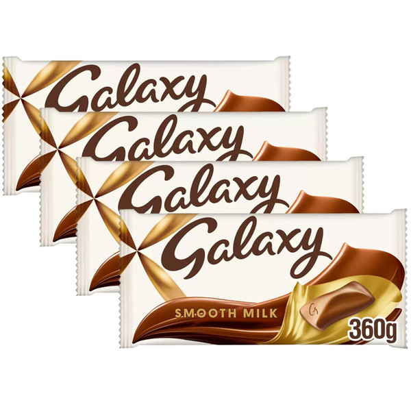 Galaxy Smooth Milk Chocolate Creamy Large Big Sharing Bars Snack Pack 4 x 360g