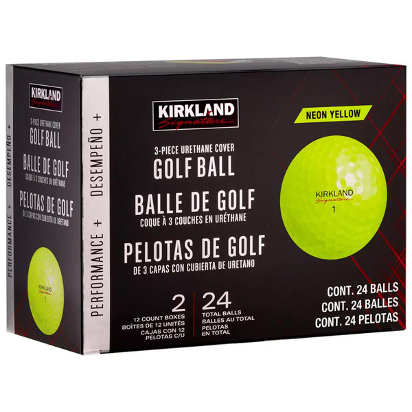 Kirkland Signature 3Piece​ Urethane​ Cover​ Neon Yellow Golf Pack Count 24 Balls