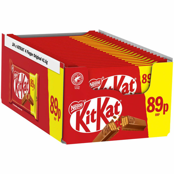 Nestle KitKat 4 Fingers Milk Crispy Wafer Cover Chocolate Kit-Kat Bars 24x 41.5g