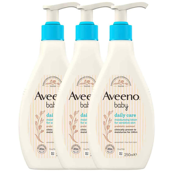Aveeno Baby Daily Care Moisturising Lotion Sensitive Skin Newborn Pack 3 x 250ml