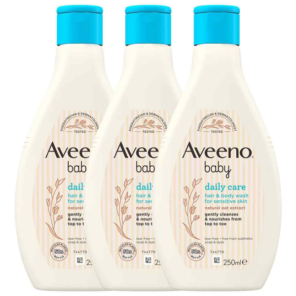 Aveeno Baby Hair &Body Wash for Sensitive Skin Daily Care Newborn Pack 3 x 400ml