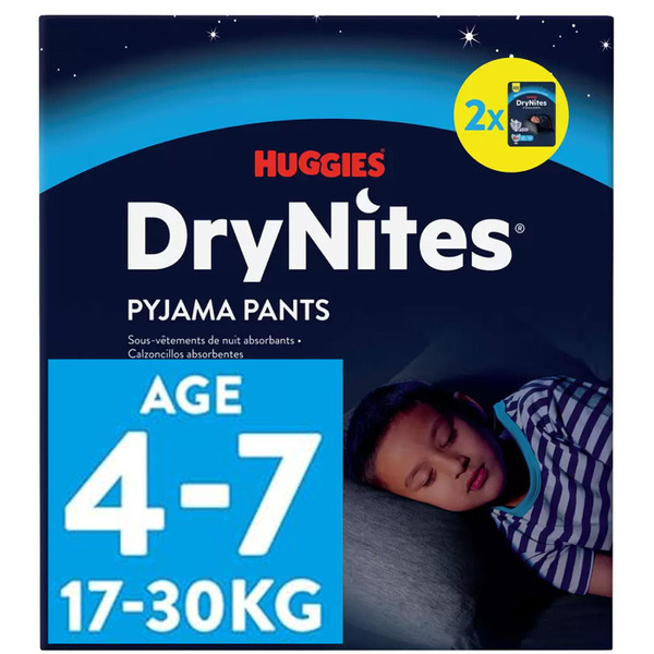 Huggies DryNites Dry Nights Pyjamas Boys Marvel Bed Nappy 4-7Years Pack 32 Pants