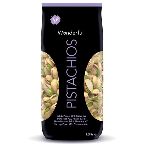Wonderful Salt & Pepper XXL Pistachios Large Gently Salted Nuts Pack of 1.36kg