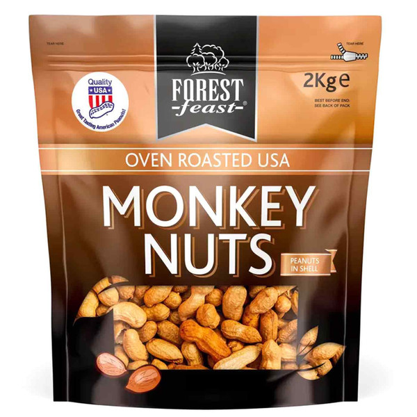 Forest Feast Oven Roasted USA Monkey Nuts Natural Peanut in Shell Snack Pack 2kg
