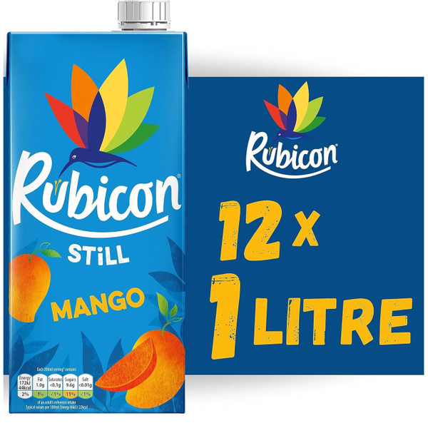 Rubicon Still Mango Fruit Juice Drink Party Tropics Carton Box Pack 12 x 1 Litre
