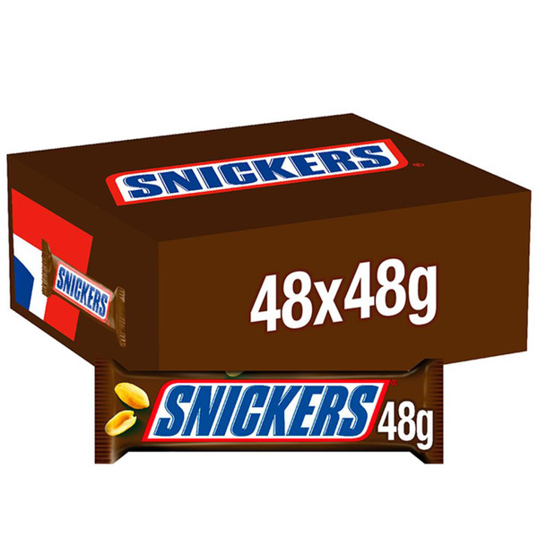 Snickers Milk Chocolate Bars Box Soft Nougat Caramel Roasted Peanuts Pack 48x48g