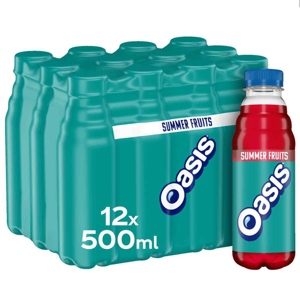 Oasis Summer Fruits Sport Bottles Refreshing Flavour Taste Set Pack 12 x 500ml