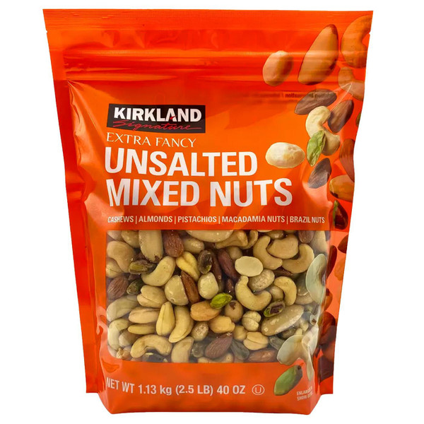 Kirkland Signature Extra Fancy Unsalted Mixed Nuts Cashew Brazil Bag Pack 1.13kg