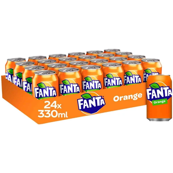 Fanta Orange Sparkling Soft Drink Fruit Flavour Taste Cans Seal Pack 24 x 330ml