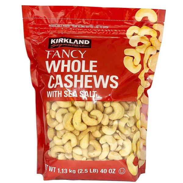 Kirkland Signature Fancy Whole Cashews with Sea Salt Food Nuts Pack of 1.13kg