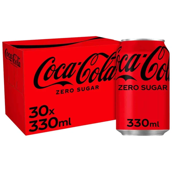 Coca-Cola Zero Sugar No Calories Sparkling Soft Drink Cans Party Pack 30 x 330ml