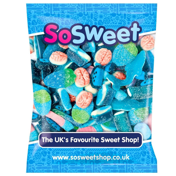 SoSweet Blue Sweet Mix Chewy Fizzy Raspberry Fruity Shape Candy Treat Pack 1kg