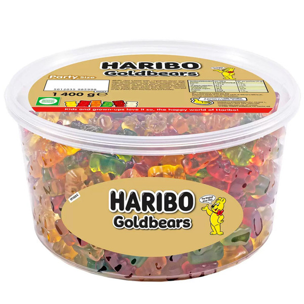 Haribo Goldbears Candy Fruit Jelly Gold Gummy Bear Sweet kid Treat Tub Pack1.4Kg