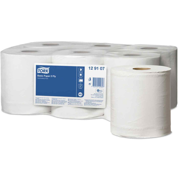Tork M2 Centre Feed White Wiping Basic Paper Towel Roll Centrefeed Pack 6 x 150m