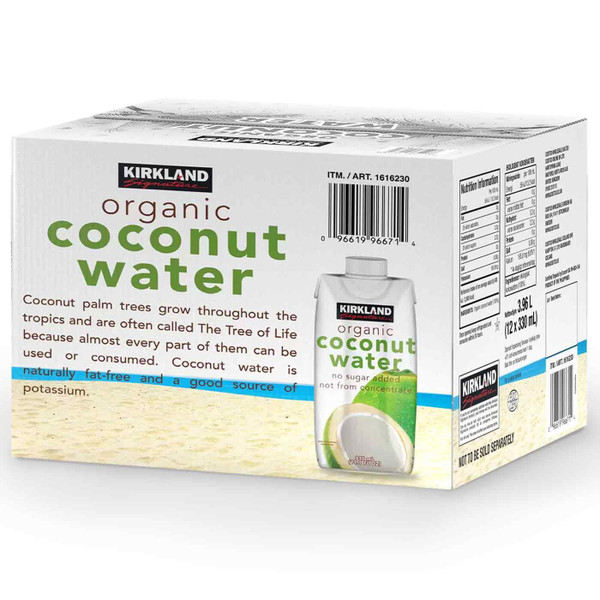 Kirkland Signature Organic Coconut Water Palm Tree No Sugar Carton Pack 12x330ml