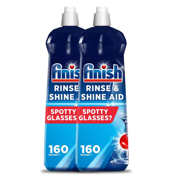 Finish Dishwasher Rinse Shine Aid Agent Shinier Speed Drier Dishes Pack 2x800ml