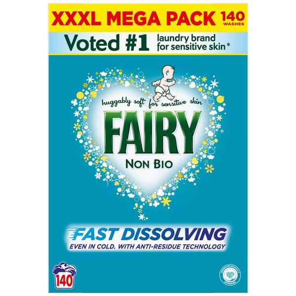 Fairy Non Bio Laundry Detergent Cleaning Washing Powder 140 Wash XXXL Pack 7.7kg