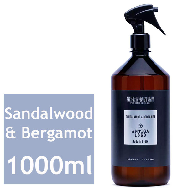 Antiga 1860 Home Textile & Room Spray Sandalwood Bergamot Scent Pump Bottle 1L