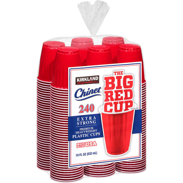 Kirkland Signature Chinet Big Red Extra Strong Plastic Drink 532ml Pack 240 Cups