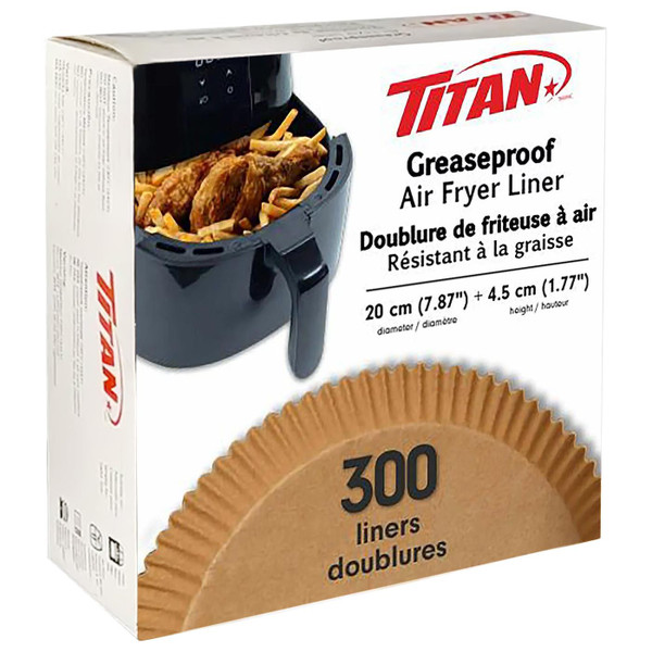 Titan Air Fryer Paper Tray Liners Greaseproof 20cm Round Disposable Pack 300 Pcs