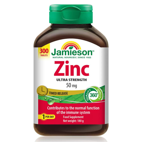 Jamieson Zinc Vitamin Ultra Strength 50mg Immune System Support Pack 300 Tablets