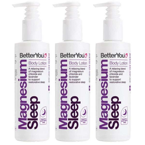 BetterYou Magnesium Sleep Lotion Body Natural Lavender Skin Relax Pack 3 x 180ml