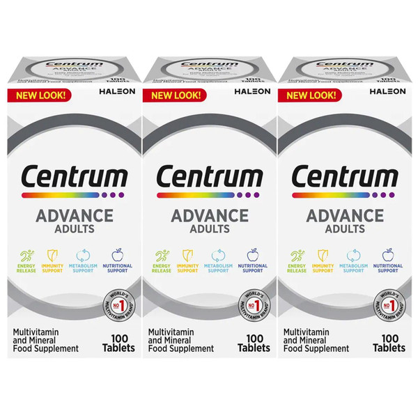 Centrum Advance Adults Daily Multivitamin & Mineral Vitamin Pack 3 x 100 Tablets