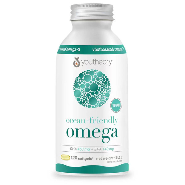 Youtheory Ocean Friendly Omega-3 Algae Oil DHA 450mg EPA 140mg Health 120Tablets