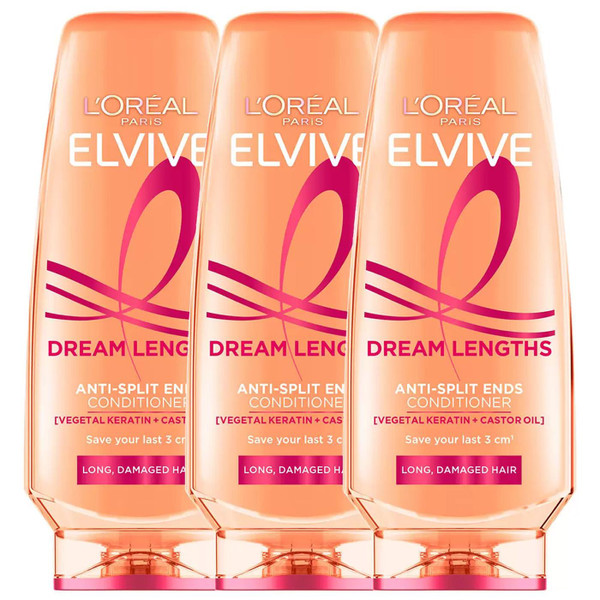 Loreal Elvive Dream Lengths Conditioner Anti-Split Ends Repair Hair Pack 3x500ml