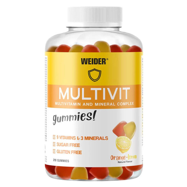 Weider Multivit Multivitamin & Mineral Complex Orange Lemon Vitamin 210 Gummies