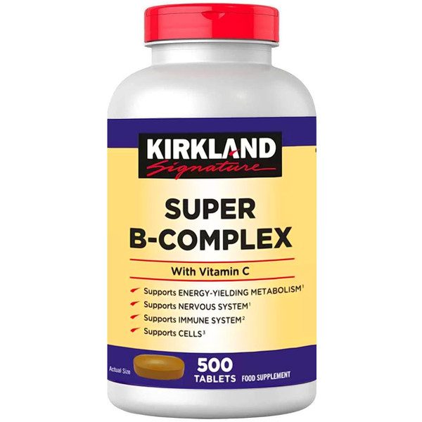 Kirkland Signature Super B-Complex With Vitamin C Biotin Niacin Pack 500 Tablets