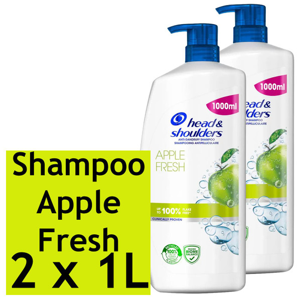 Head & Shoulders Apple Fresh Anti-Dandruff Flake Free Hair Shampoo Pack of 2x 1L