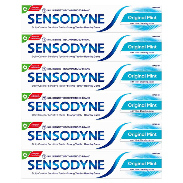 Sensodyne Toothpaste Original Mint Daily Care Sensitive Teeth Fresh Pack 6x75ml