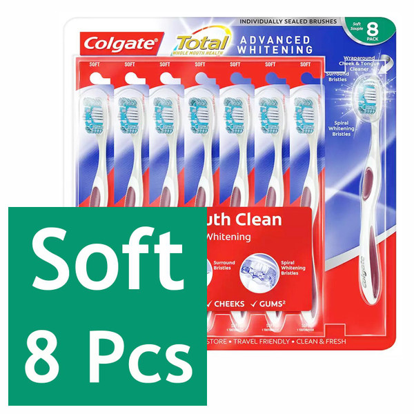 Colgate Total Advanced Whitening Soft Toothbrush Teeth Mouth Clean Pack 8Brushes