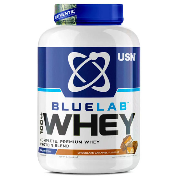 USN Blue Lab Whey Premium Protein Powder Caramel Chocolate Flavour Fit Pack 2kg