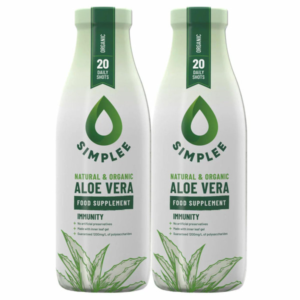 Simplee Aloe Vera Food Supplement Original All Natural Organic Bottle Pack 2x1L