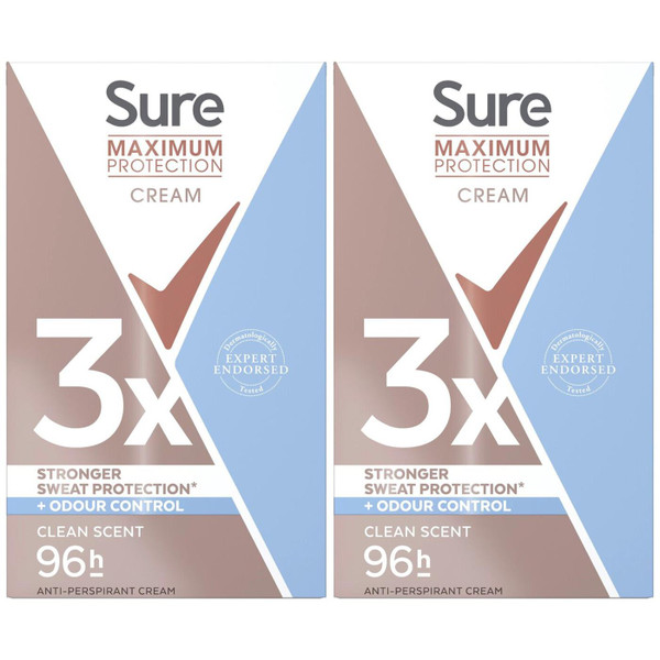 Sure Women Maximum Protection Anti Perspirant Deodorant Stick Cream Pack 2x45ml