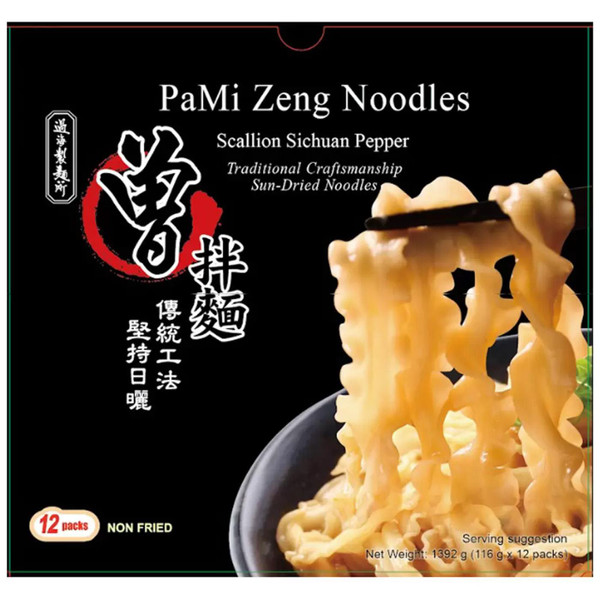 PaMi Zeng Scallion Sichuan Pepper Noodles Thick Chewy Instant Meal Pack 12x116g
