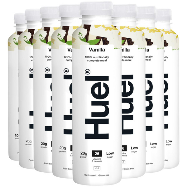 Huel Ready to Drink Vanilla Low Sugar Protein Vegan Juice Bottles Pack 8x500ml