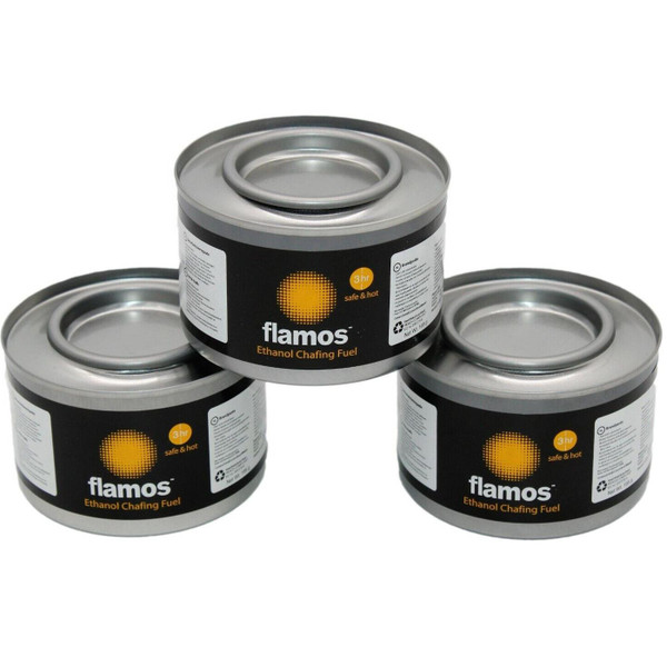 Flamos Ethanol Gel Chafing Dish Fuel Warmer Catering Food Heating Buffet 3 Cans